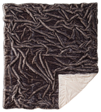Faux Fur Throw Blanket, Dark Grey-Tipped Fox