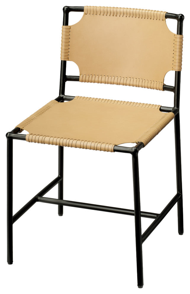 Asher Leather Dining Chair, Cashew