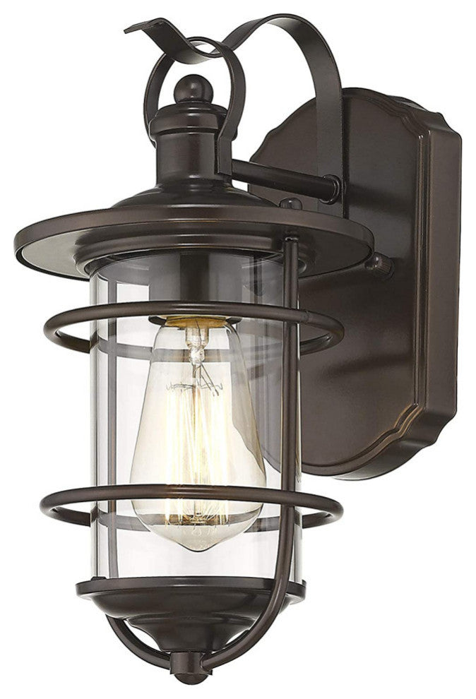 Outdoor wall glass lantern  industrial wall lamp with rubbed bronze finish