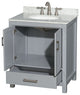 Wyndham WCS141430SGYCMUNOMXX Single Vanity in Gray with White Carrera Marble To