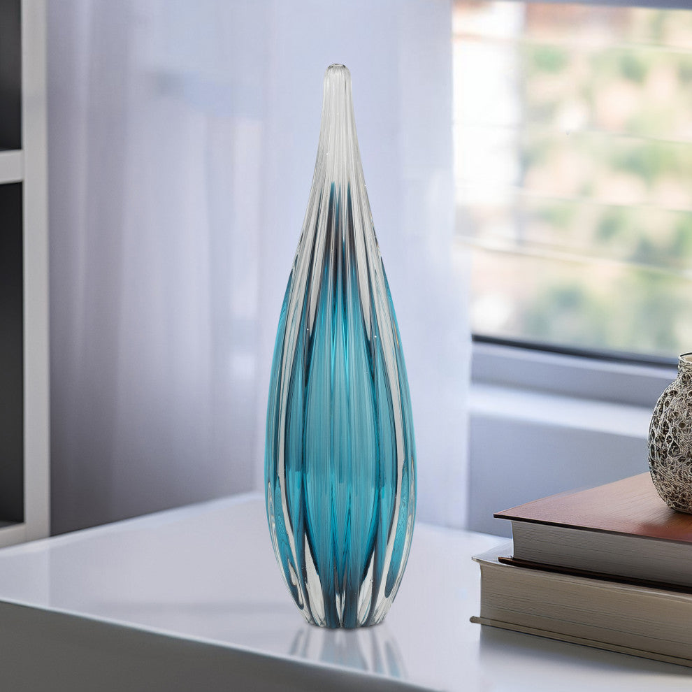 Glass, 15" Paperweight Teal