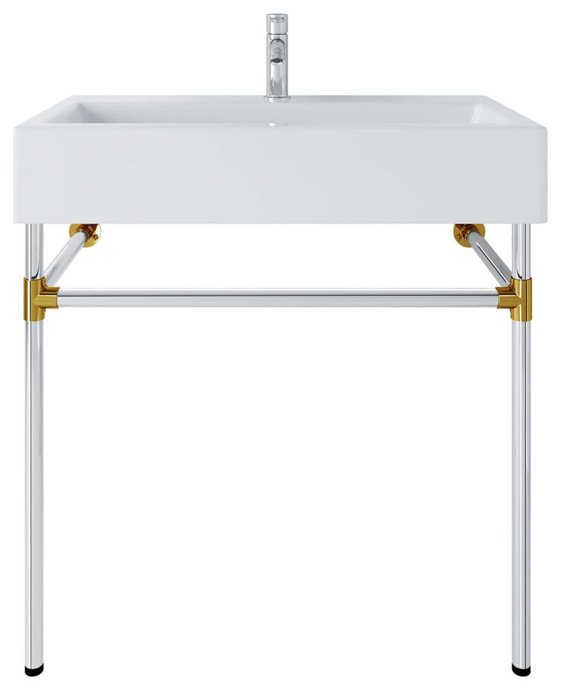 Redeem 32" Silver Stainless Steel Wall-Mount Bathroom Vanity