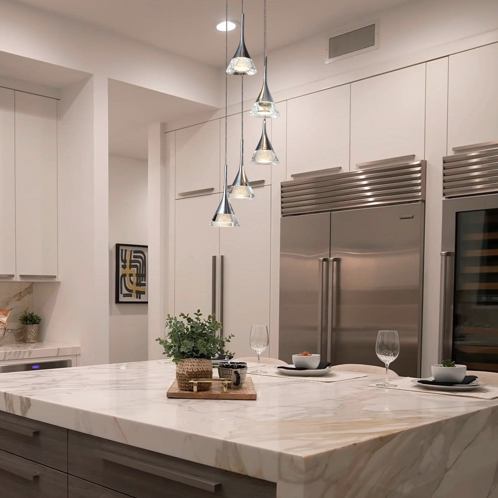 Amalfi 5-Light ETL Certified Integrated LED Chandelier Light, Polished Chrome