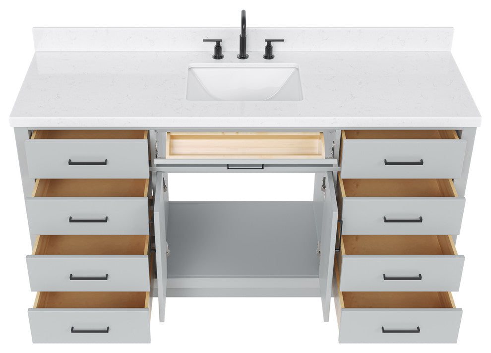 Ariel Hepburn 66" Single Rectangle Sink Vanity, Carrara Quartz
