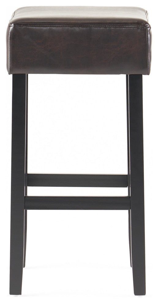 GDF Studio Duff Backless Brown Leather Bar Stools, Set of 2