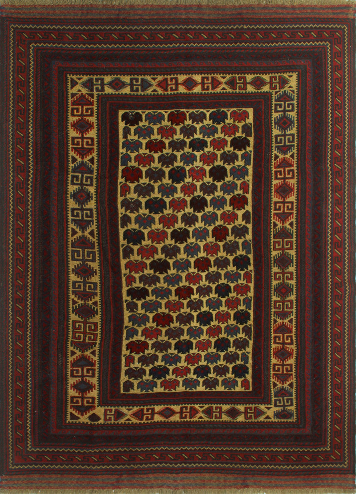Semi Antique Gulaalai Beige/Rust Rug, 6'5x8'6
