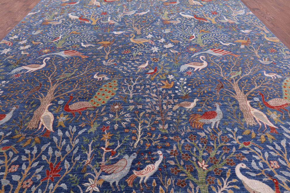 12' 0" X 14' 6" Persian Tree Of Life Design Handmade Wool Rug Q7812