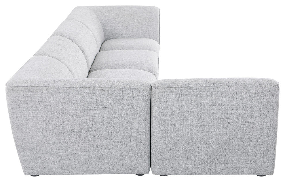 Miramar Linen Textured Fabric  5-Piece Modular L-Shaped Sectional, Grey