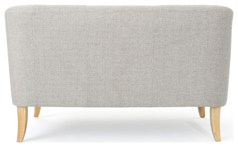 GDF Studio Shelby Mid Century Modern Fabric Loveseat, Beige