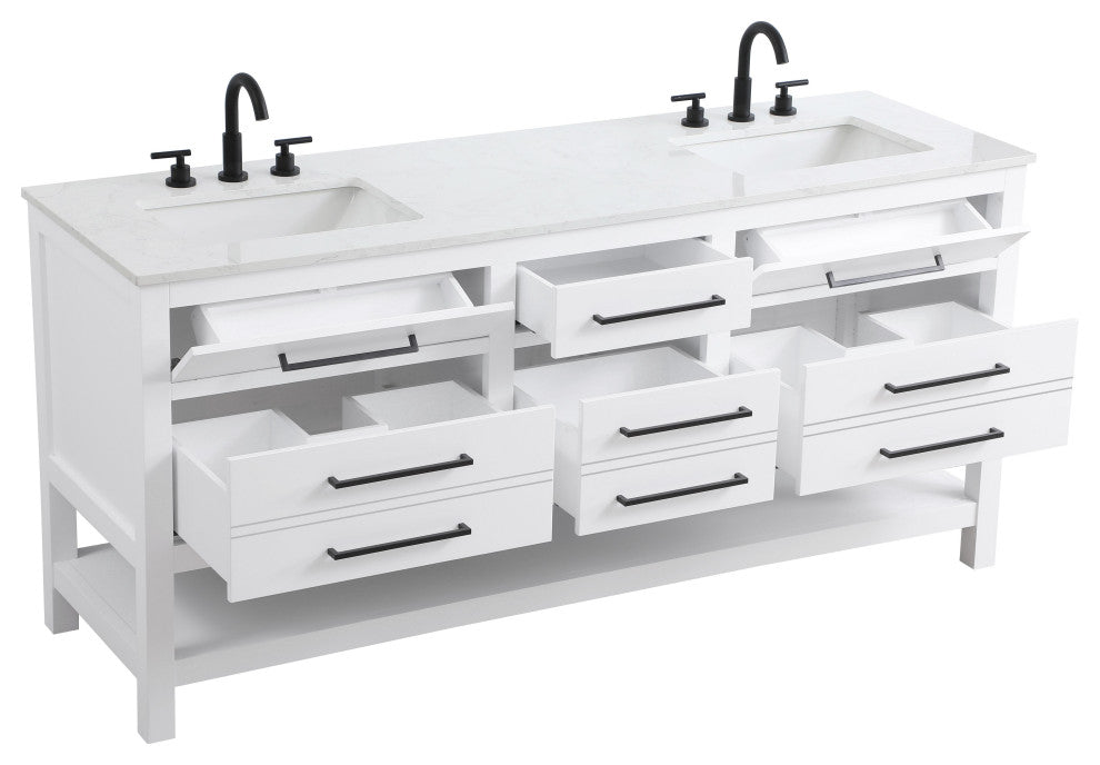 Home Living 72" Double Bathroom Vanity, White