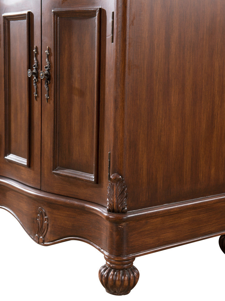 48" Single Bathroom Vanity, Teak Color With ivory white engineered marble, 60
