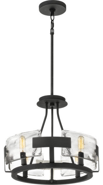 Quoizel STM1716BA Four Light Semi-Flush Mount, Royal Ebony Finish