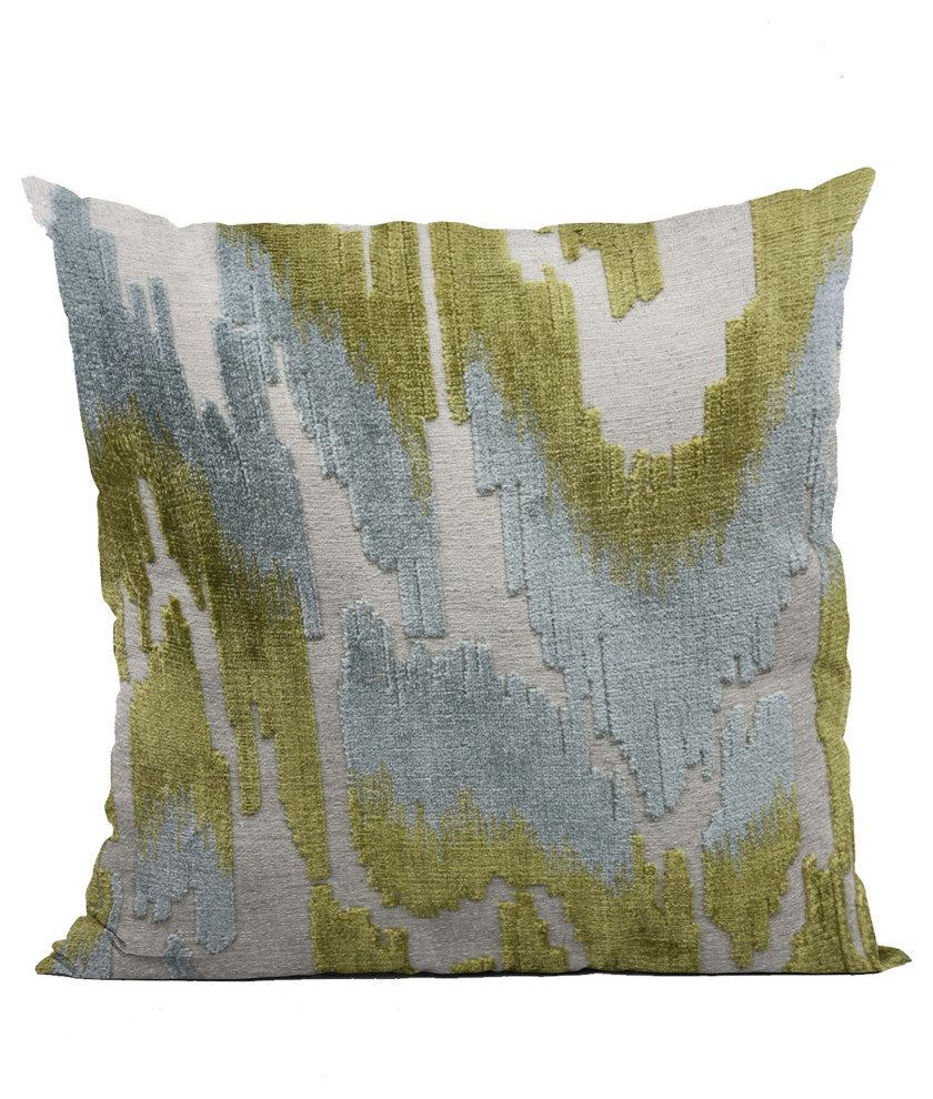 Plutus Velvet Glamour Blue, Citrine, Cream Handmade Luxury Pillow, 20"x26"