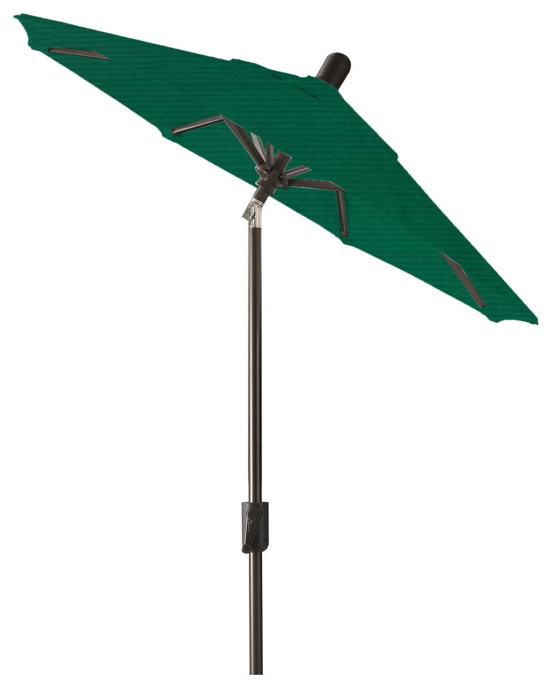 6'' Round Auto Tilt Market Umbrella, Antique Bronze Frame, Forest Green