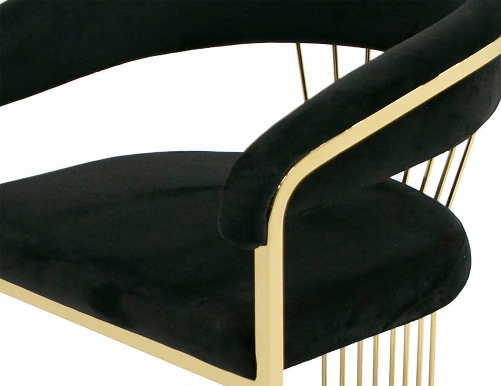 Modrest Linda, Modern Black Velvet and Gold Dining Chair