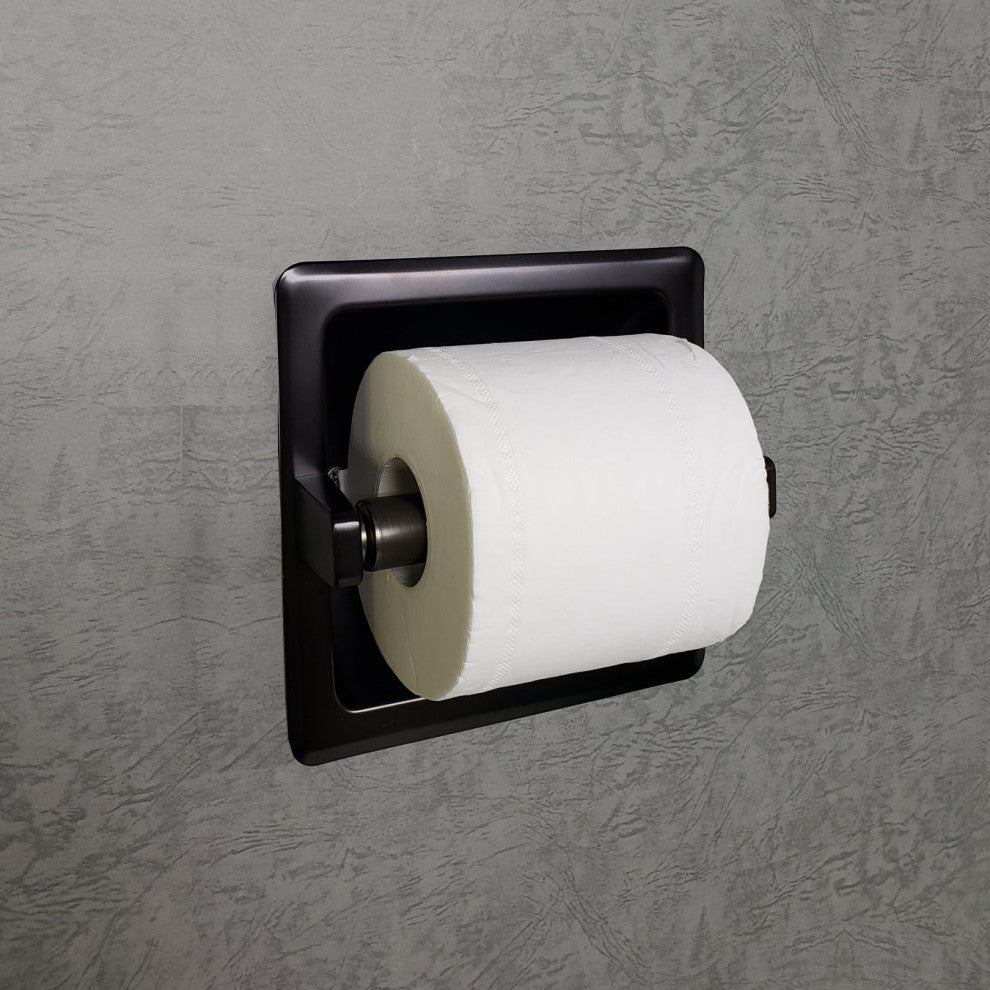 Arista Recessed Toilet Paper Holder with Galvanized Mounting Plate, Oil Rubbed Bronze
