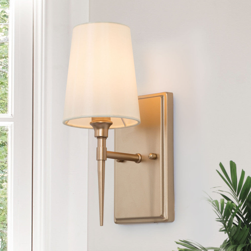 LNC Glod Traditional Bathroom Vanity Light With Fabric Shade, 1 Light