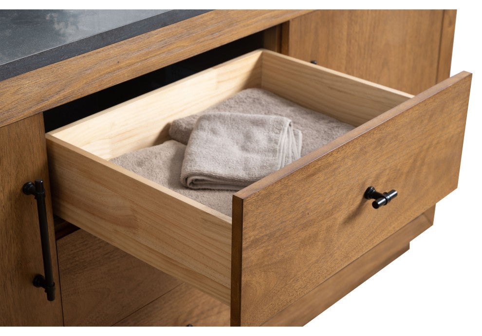Vanity Art Bathroom Vanity With Sink, Tan, 48" Single, Black Limestone Top