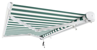 Awntech 20x10' Full Cassette Left Motor Acrylic Retractable Awning, Forest/White