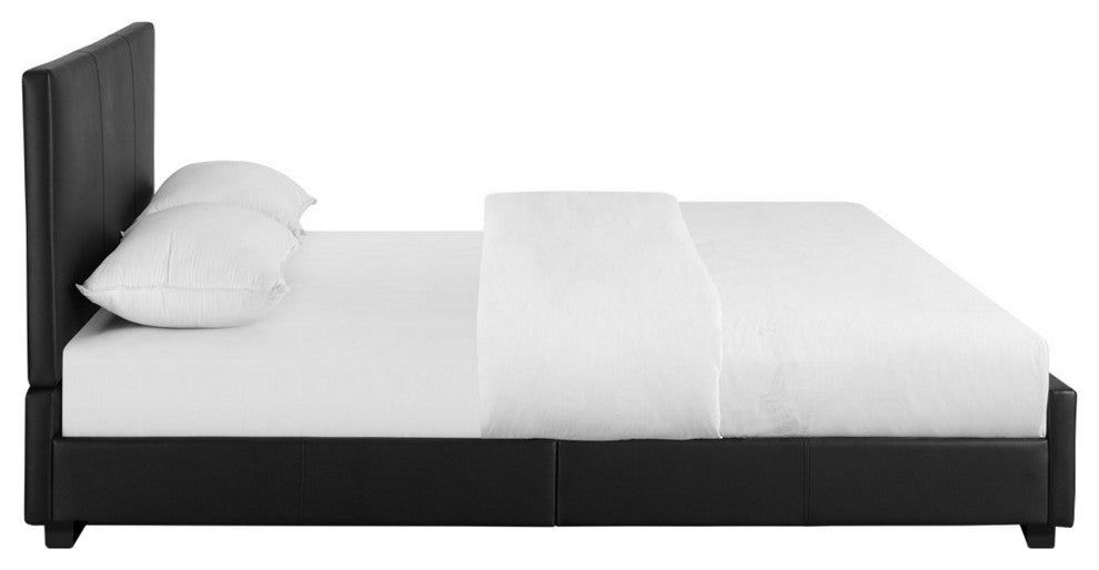 Black Upholstered Full Platform Bed