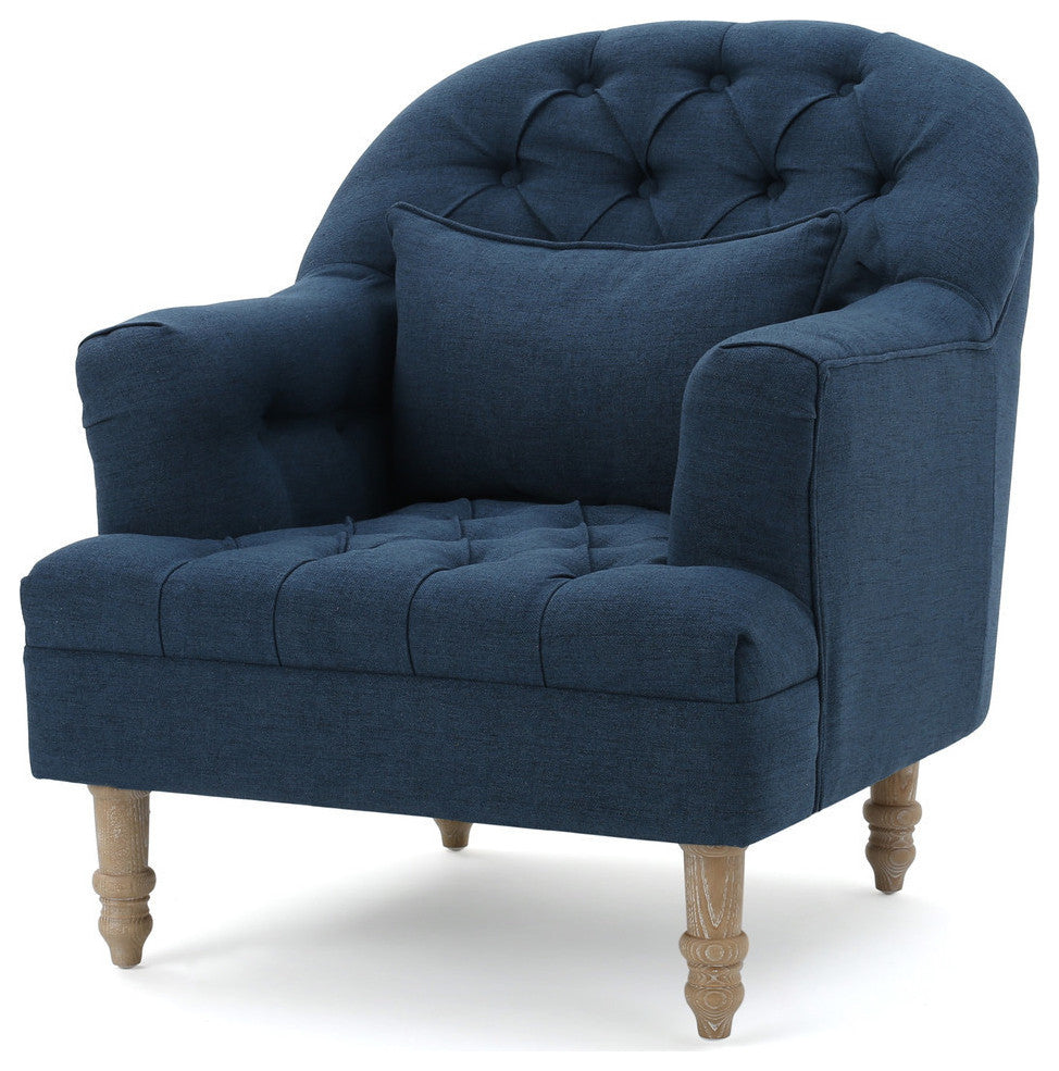 GDF Studio Kimberly Fabric Tufted Club Chair, Dark Blue