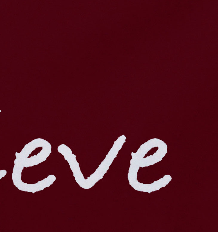 18"x14" Believe, Word Print Placemat, Cranberry, Set of 4