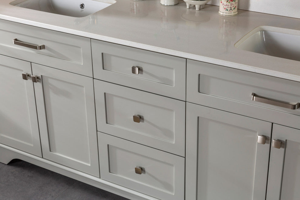 Livia Collection 72" Bathroom Vanity With Sink, Mirror, Countertop, Gray