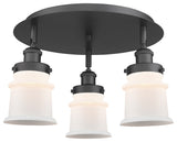 Canton-3 Light 17" Flush Mount-Matte Black, Matte White Glass Shade