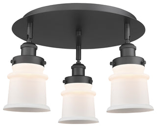 Canton-3 Light 17" Flush Mount-Matte Black, Matte White Glass Shade