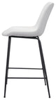 Counter Stool Chair, Faux Vinyl Leather, Steel, White, Black, Mid Century Cafe
