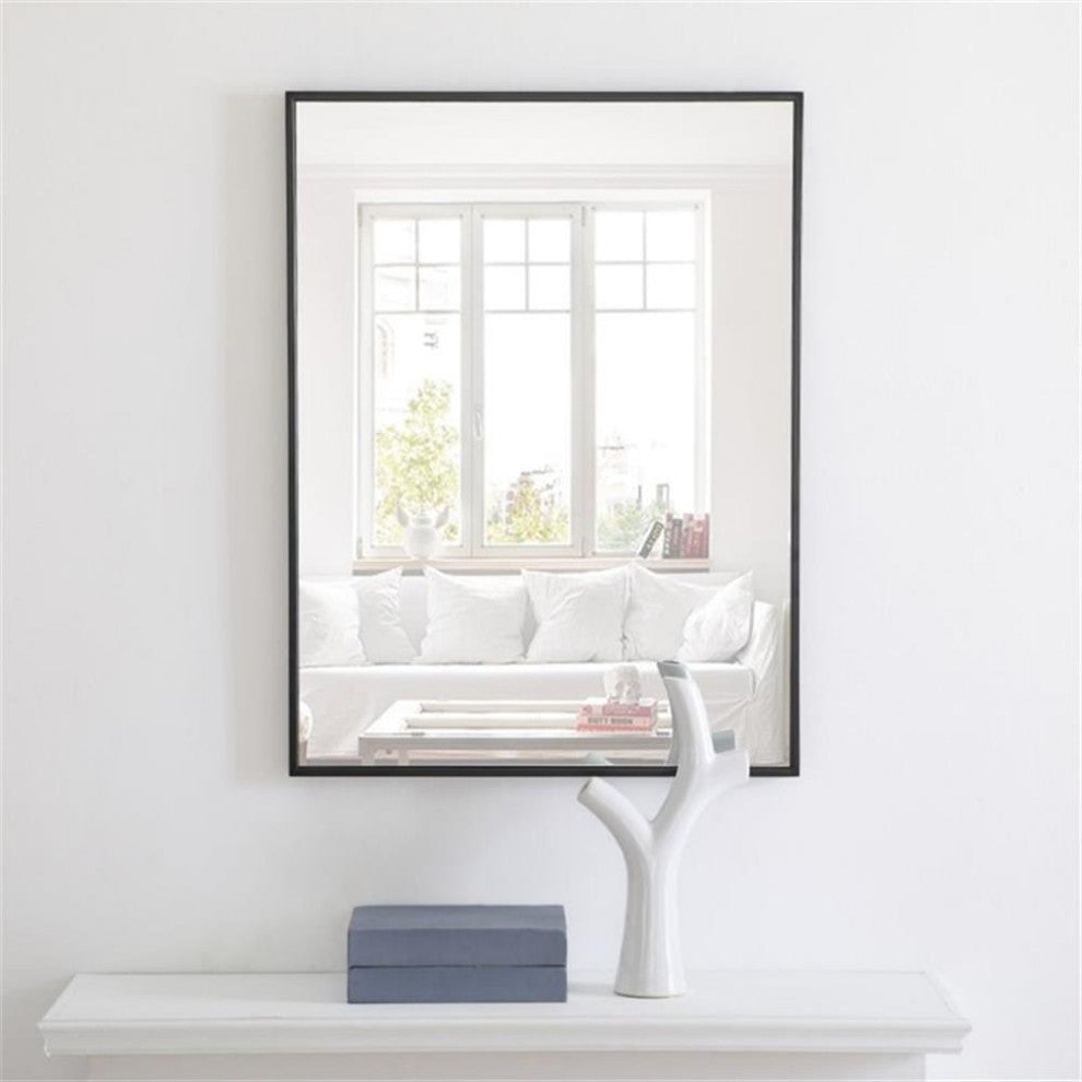 Elegant Decor Monet 32" x 24" Rectangle Metal Frame Mirror in Black