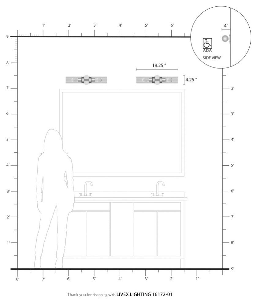 Ludlow 2 Light Antique Brass ADA Vanity Sconce