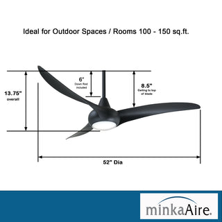 Minka Aire Light Wave 52" LED Ceiling Fan With Remote Control, Coal