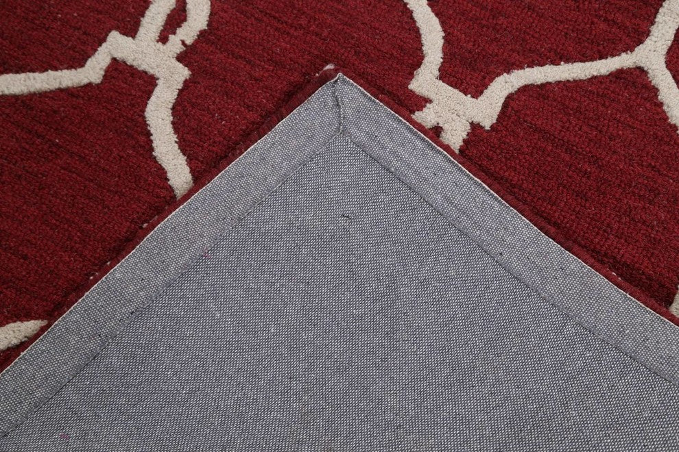 Hand-Tufted Agra Indian Oushak Oriental Wool Area Rug, Trellis, 4x6'