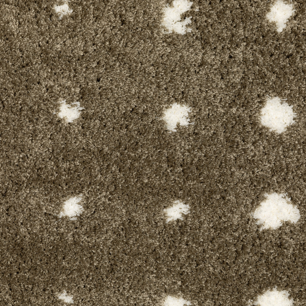 Greer Transitional Geo Dots Mink Brown/ Ivory Area Rug, 6'7" x 9'6"