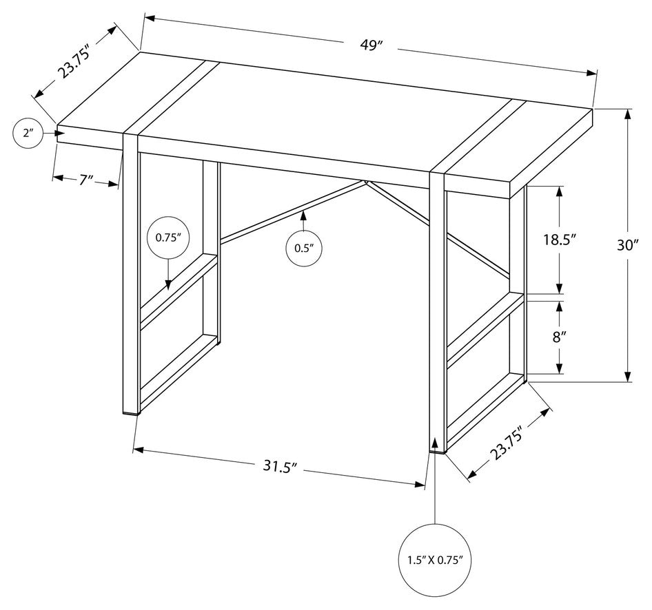24" Taupe Rectangular Computer Desk