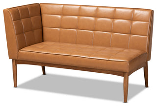 Sanford Tan Faux Leather Upholstered Brown Finished Wood 3-Piece Dining Nook Set