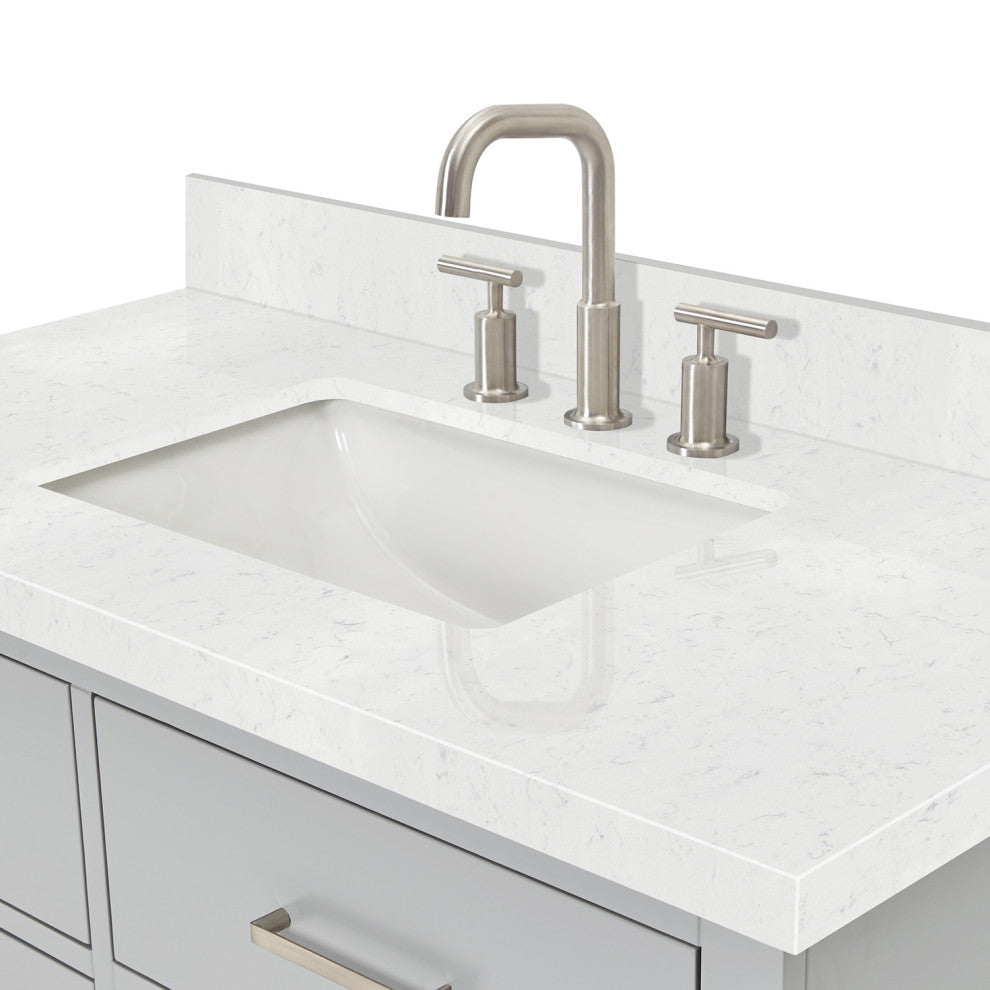 Ariel Hutton 42" Single Rectangle Sink Bathroom Vanity, Carrara Quartz