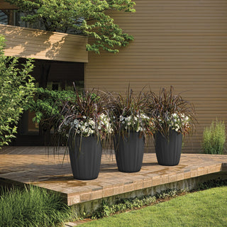 Pleat Indoor/ Outdoor Modern Round Plant Pot, 19"W, Olive