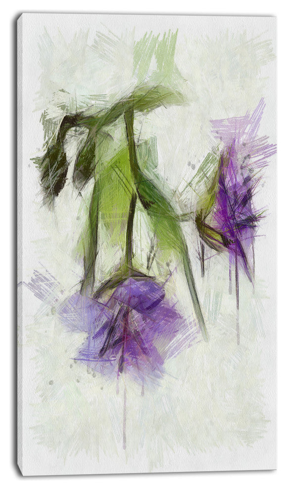 Bunch of Blue Flowers Watercolor, Floral Canvas Art Print, 16"x32"