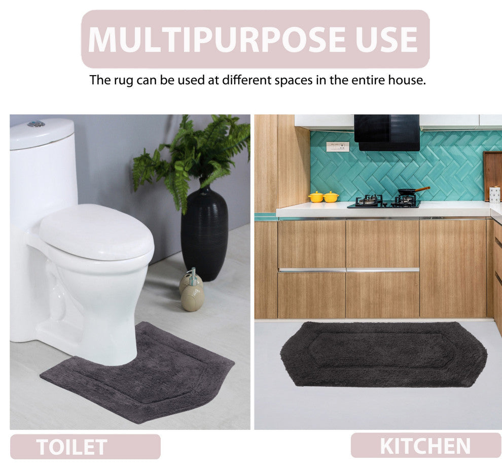 Waterford Absorbent Cotton and Machine washable Slice Rug, Gray