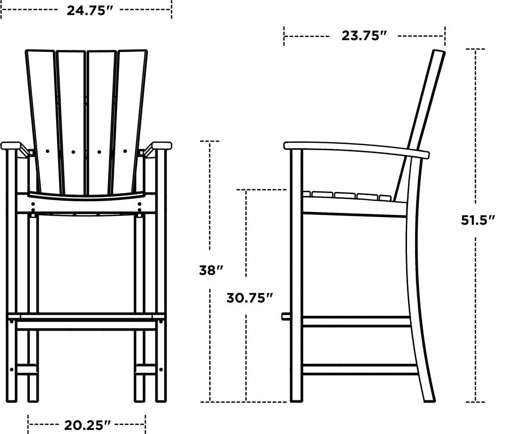 Polywood Quattro Adirondack Bar Chair, Mahogany