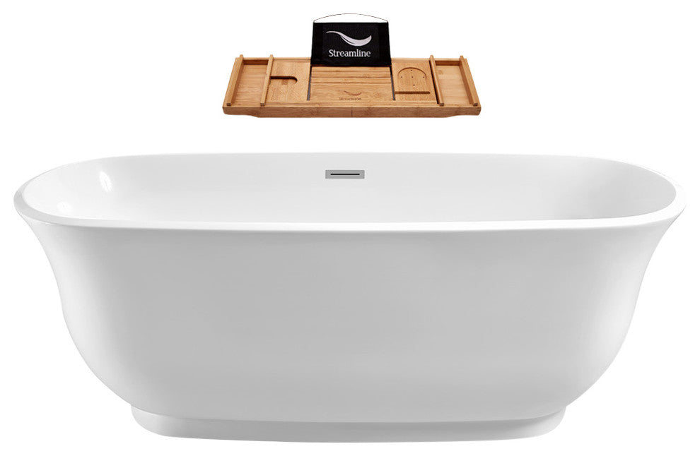 67" Streamline N-661-67FSWH-FM Soaking Freestanding Tub With Internal Drain
