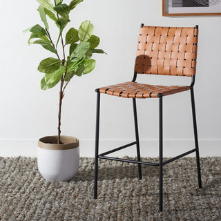 Safavieh Bahari Woven Counter Stool, Cognac/Black