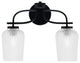 Cavella 2 Light Bath Bar In Matte Black Finish, 5" Clear Textured Glass