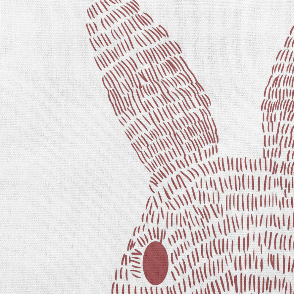 Monochrome Bunny Easter Decorative Lumbar Pillow, Ligonberry Red, 14x20"