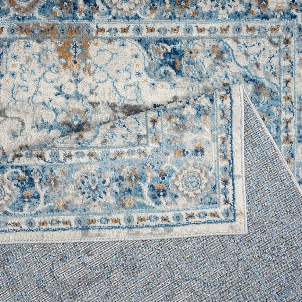 Frances Medallion Woven Area Rug/Runner, Blue, Blue, 5' x 7'