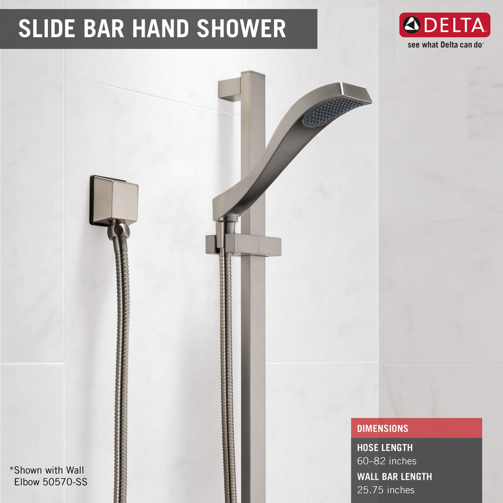 Delta Dryden Premium Single-Setting Slide Bar Hand Shower, Stainless, 57051-SS