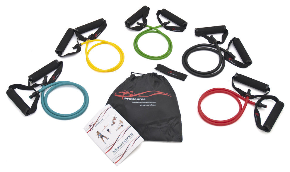 Tube Resistance Bands Set, Attached Handles, Door Anchor, Carrying Case