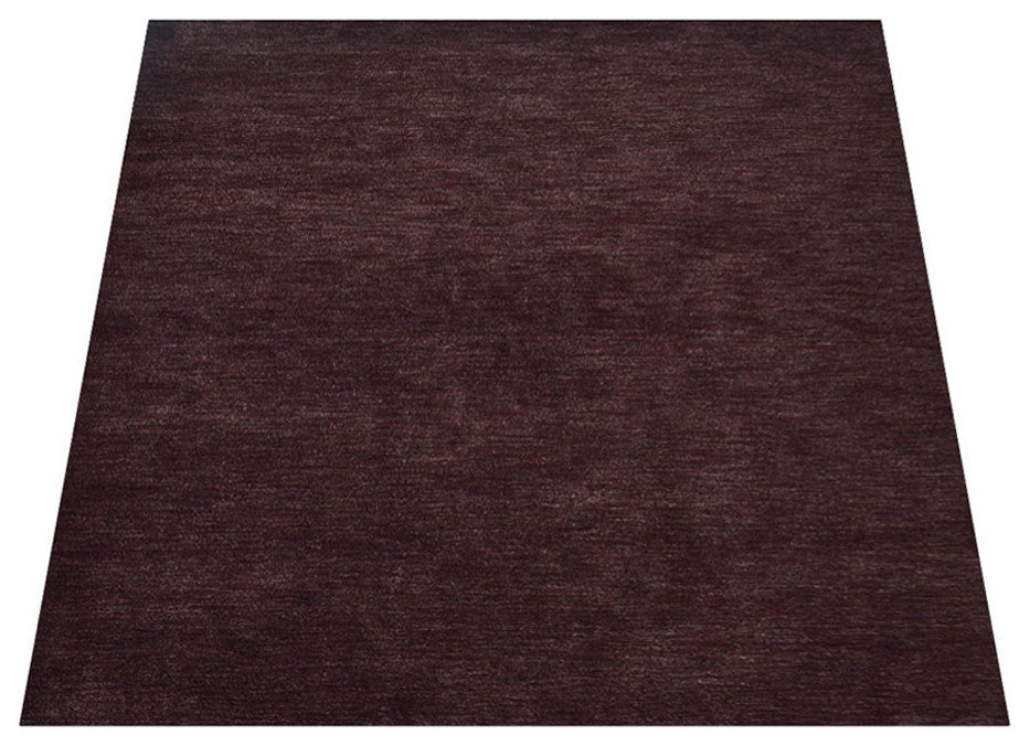 Hand Knotted Loom Silk Mix Area Rugs Solid Brown Beige